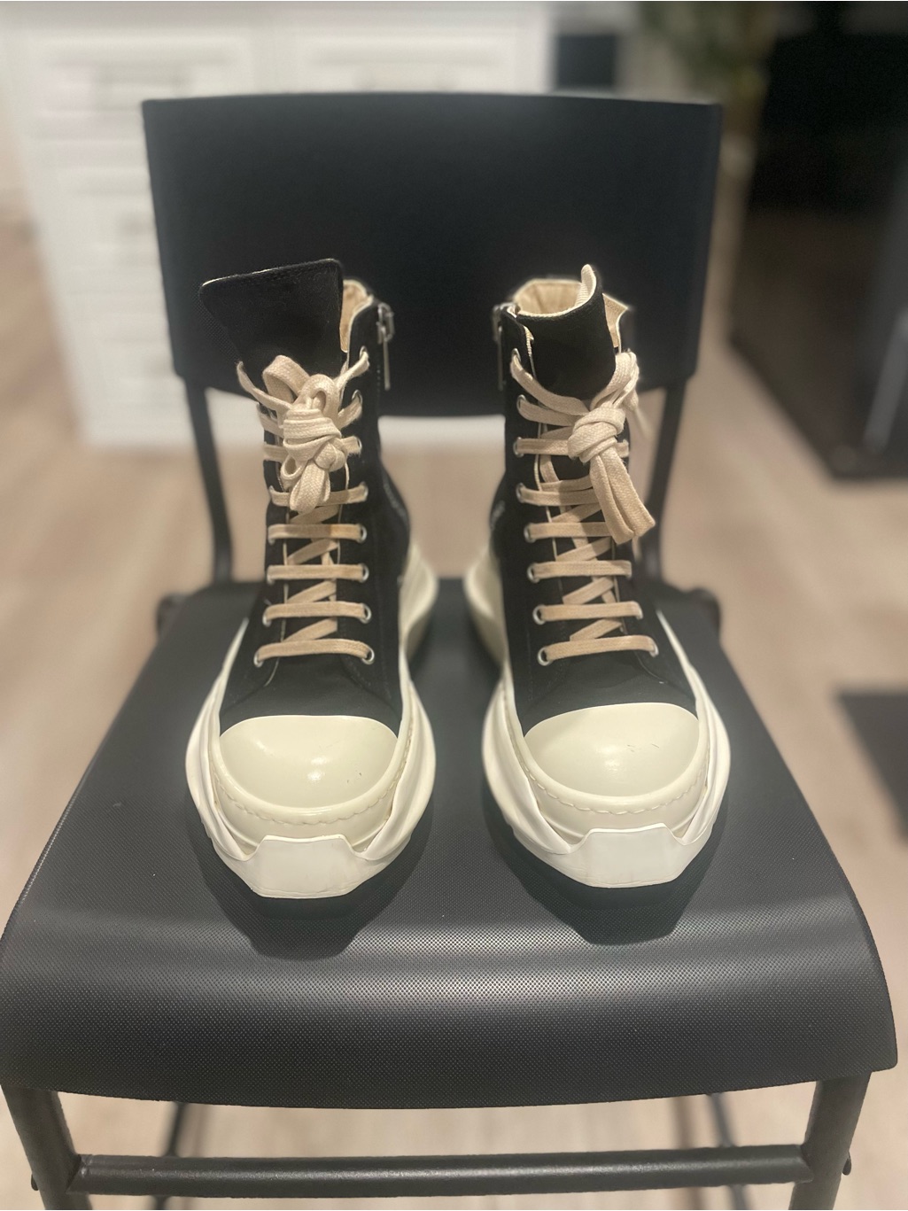 Rick Owens Drkshdw Black Cloth High-Top Trainers With Tote Bag Size 36 Eu-No Box